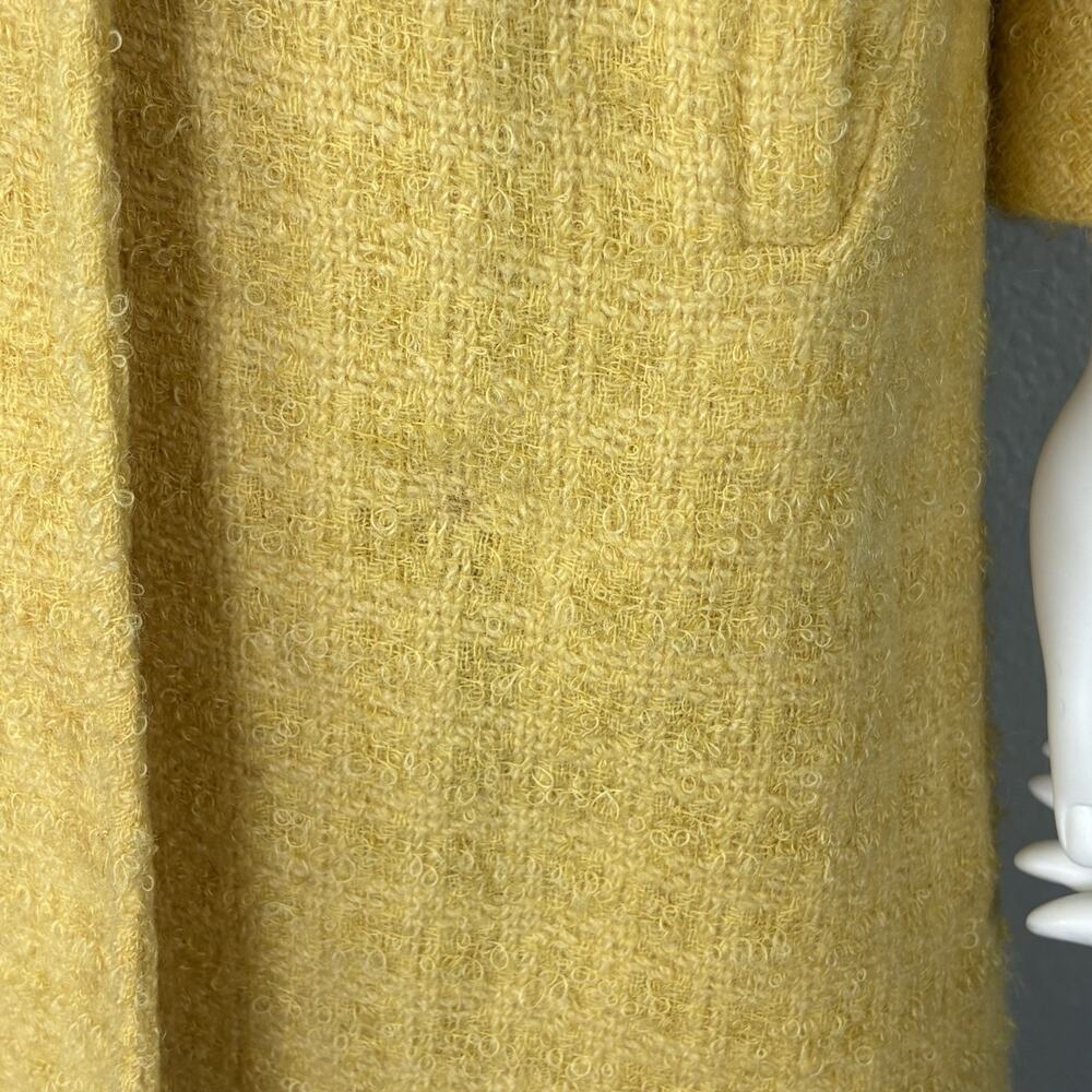Vintage 60s Car Coat Boucle Tweed Wool Yellow MCM Mod Yellow Size M - Picture 7 of 13
